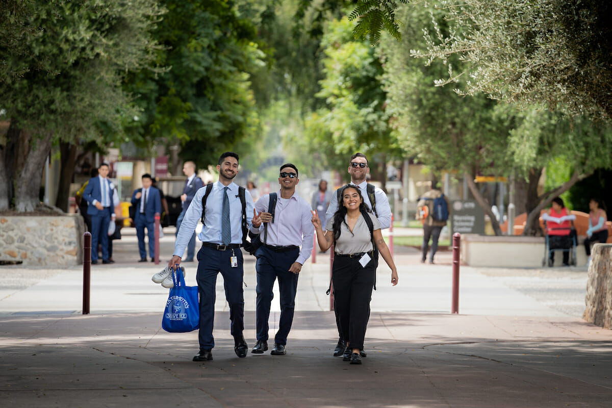 Sidewalk, group, walking.