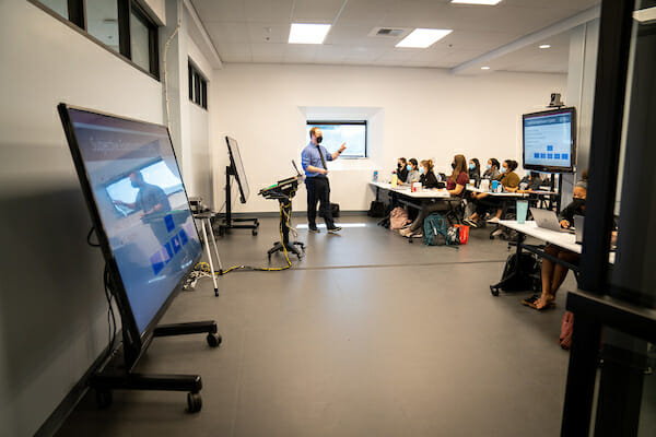 Professor teaching a class.