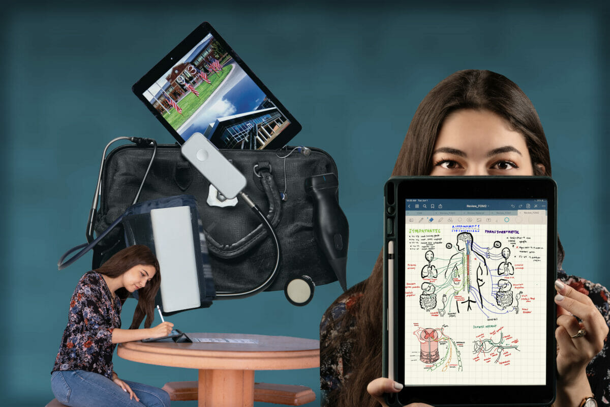 First-year COMP student Mai Makhlouf uses her iPad to take visual notes and shares them with her classmates.