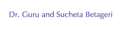 Text that reads “Dr. Guru and Sucheta Betageri” in purple font on a white background.