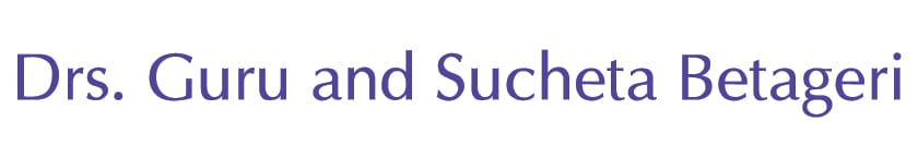 Text in purple reads: “Drs. Guru and Sucheta Betageri” on a white background.