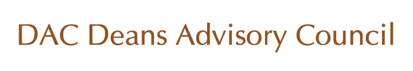 Text reads "DAC Deans Advisory Council" in brown font on a white background.