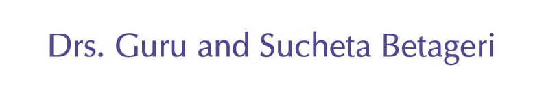 Text reads "Drs. Guru and Sucheta Betageri" in purple font on a white background.