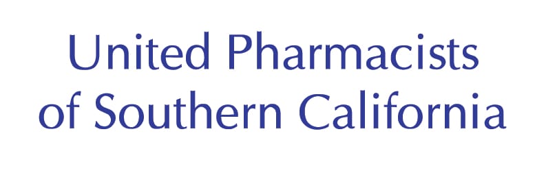 Text logo reading "United Pharmacists of Southern California" in blue font on a white background.