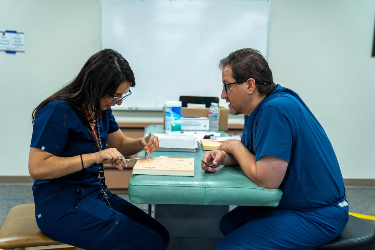 Dr. Shapiro in clinical skills lab