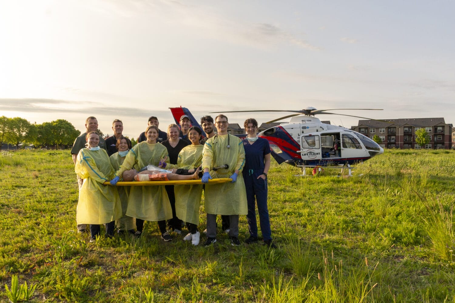 WesternU COMP-Northwest students participate in helicopter simulation transport trainings with Life Flight Network