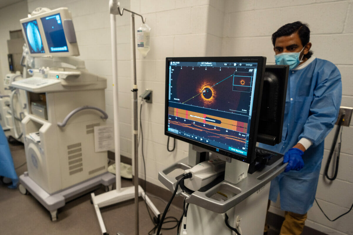 Student working on computer in laboratory